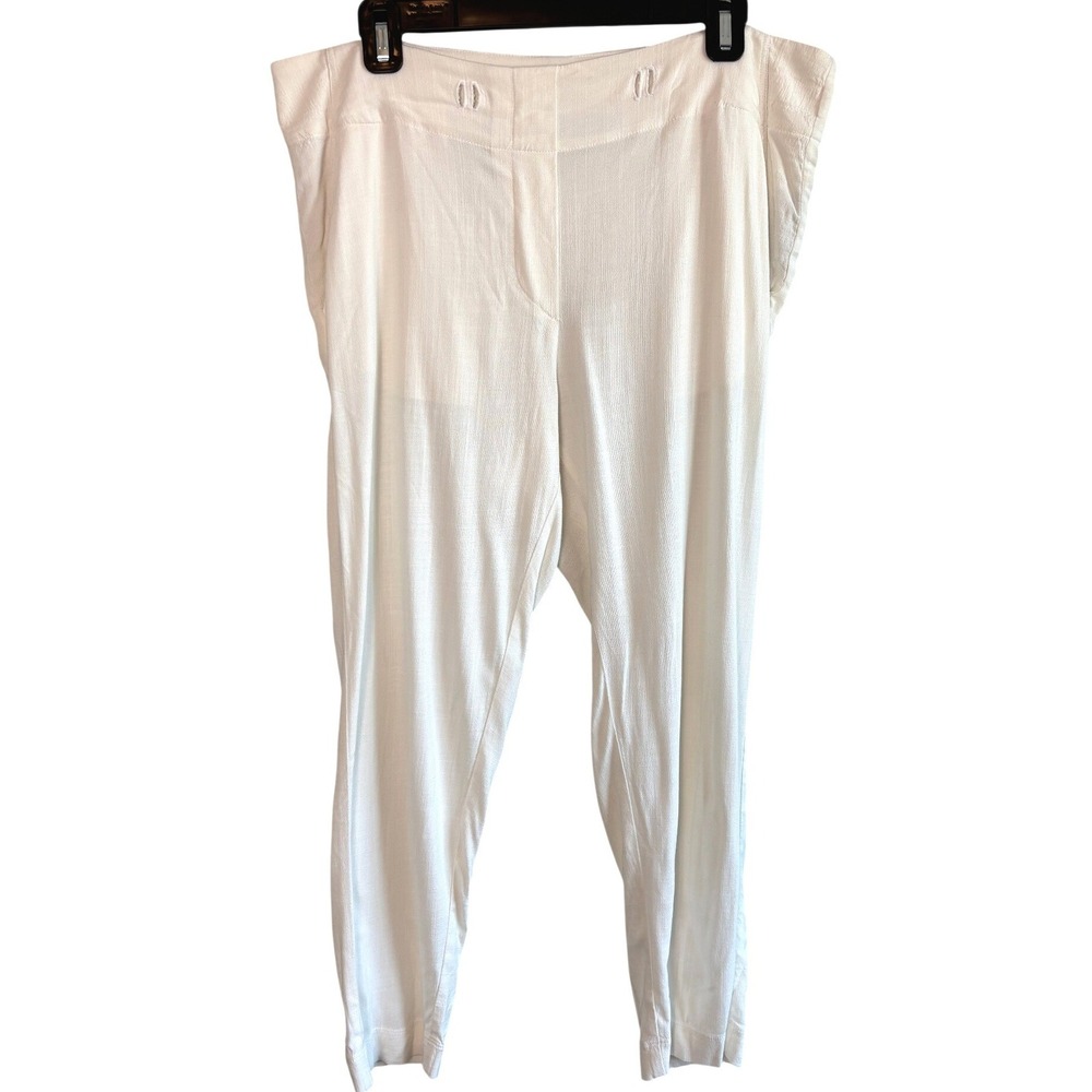 Raquel Allegra Womens Ivory Silk Blend Tapered Trousers Coastal High Rise Pants